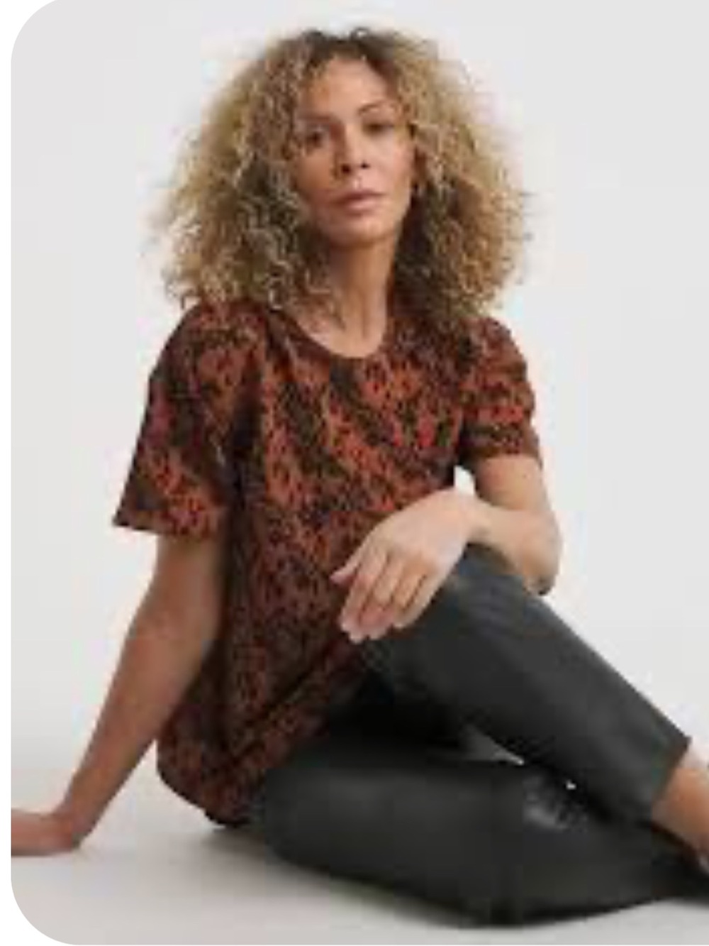 Bellambra Linen short Sleeve Blouse Top Oversized Brown Black M